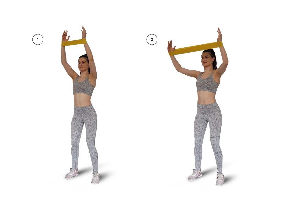 Arms - Overhead Outward Push with Short Resistance Band - FIT CARROTS |  Premium Fitness Tools For Functional and Regeneration Training